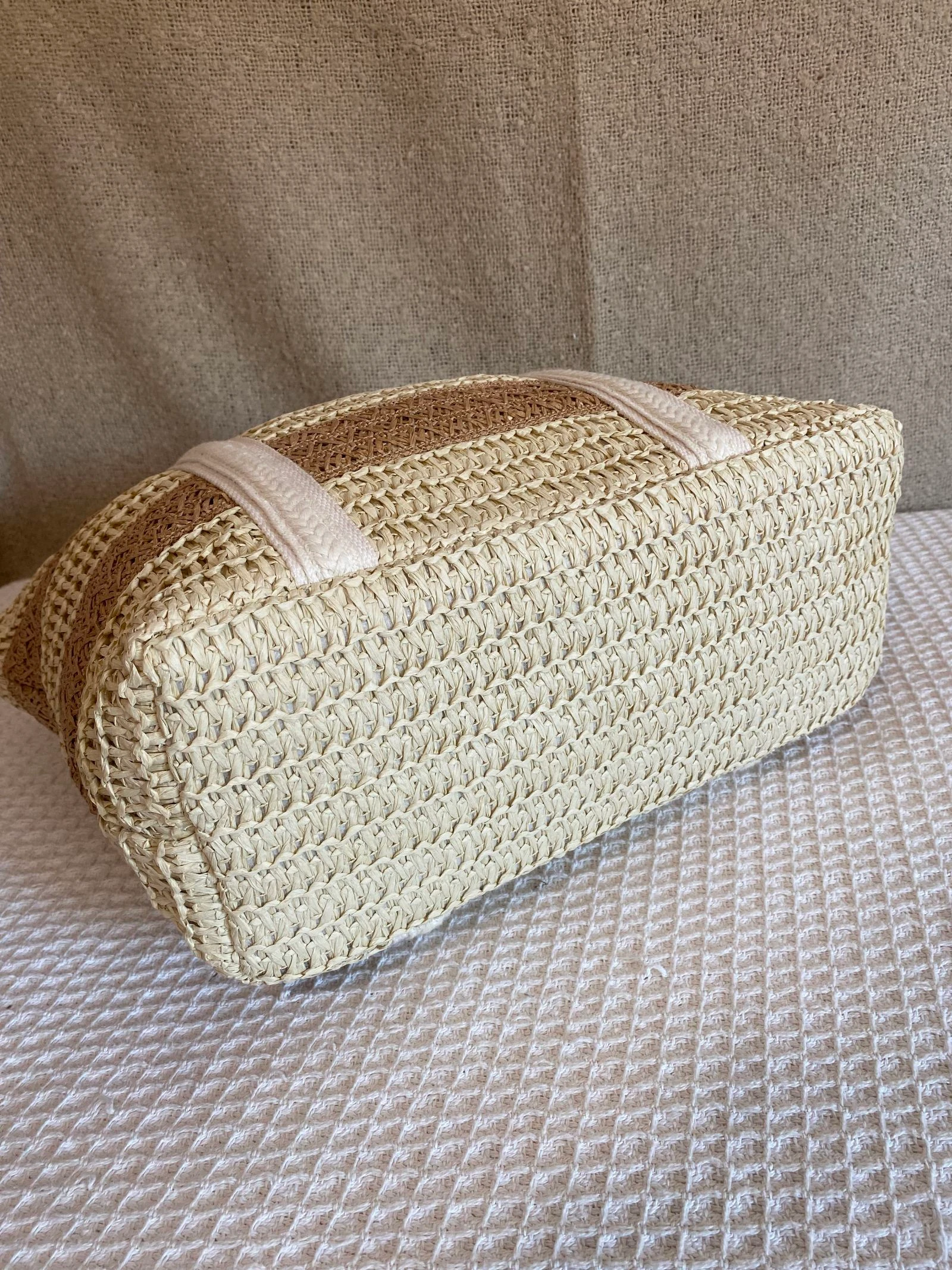 Grote tweekleurige rotan tote tas – photo 5